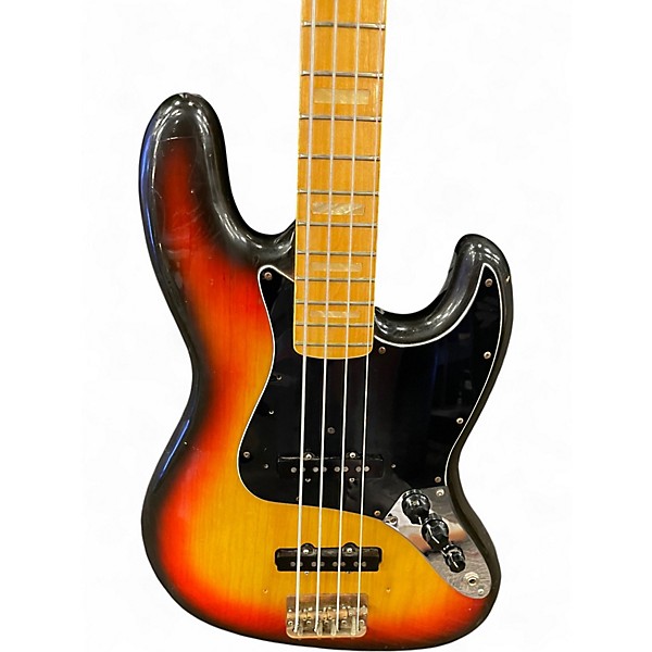 Vintage 1975 Fender Jazz Bass 3 Color Sunburst Electric Bass Guitar