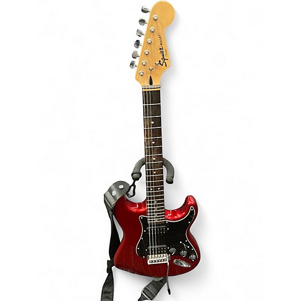 Used Squier Bullet Stratocaster Chrome Red Solid Body Electric Guitar