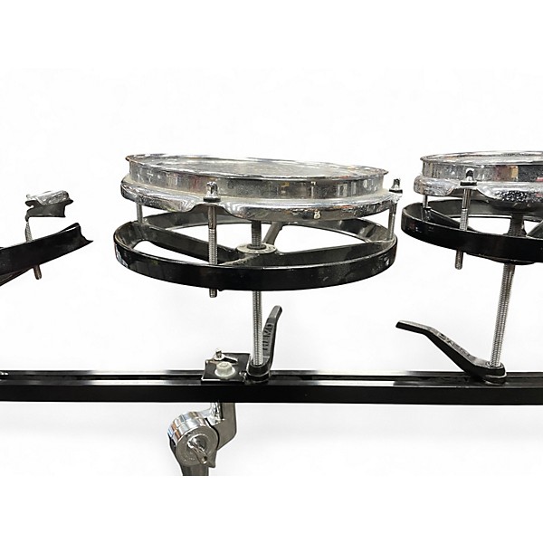 Used Remo 3 Piece Rototom Black and Silver Roto Toms