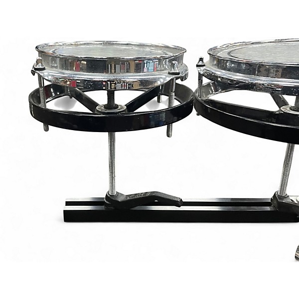 Used Remo 3 Piece Rototom Black and Silver Roto Toms