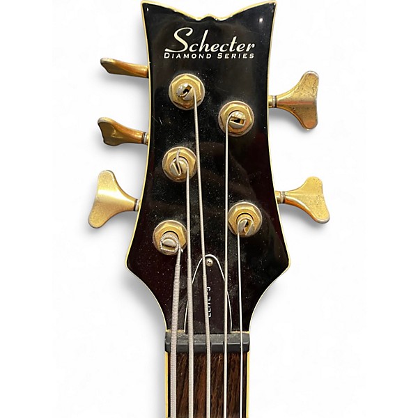 Used Schecter Guitar Research Damien Elite 5 String Honey Burst Electric Bass Guitar