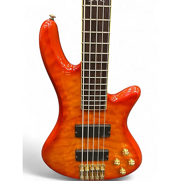 Used Schecter Guitar Research Damien Elite 5 String Honey Burst Electric Bass Guitar
