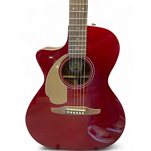 Used Fender Newporter  METALLIC RED Acoustic Electric Guitar