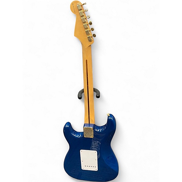 Used Fender Deluxe Players Stratocaster Blue Solid Body Electric Guitar
