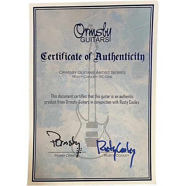 Used 2021 Ormsly Rusty Cooley “RC One” Signature Blue Solid Body Electric Guitar