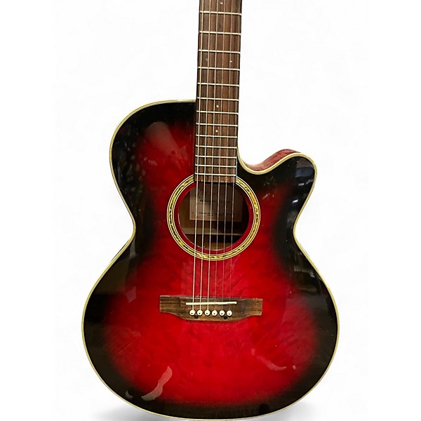 Used Takamine EG540C Crimson Red Burst Acoustic Electric Guitar