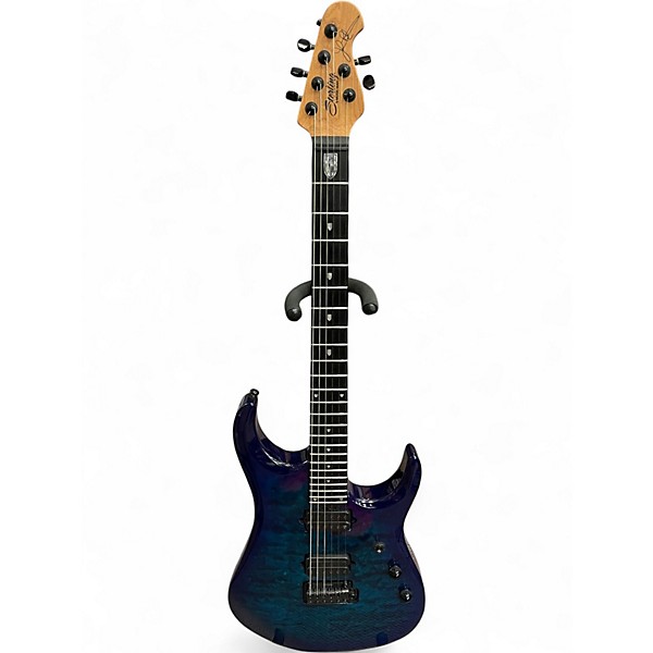 Used Sterling by Music Man JP150DQM Cerulean Blue Solid Body Electric Guitar