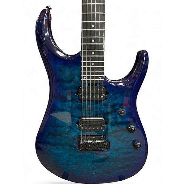 Used Sterling by Music Man JP150DQM Cerulean Blue Solid Body Electric Guitar