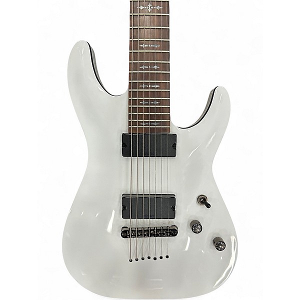 Used Schecter Guitar Research Demon 7 String Vintage White Solid Body Electric Guitar