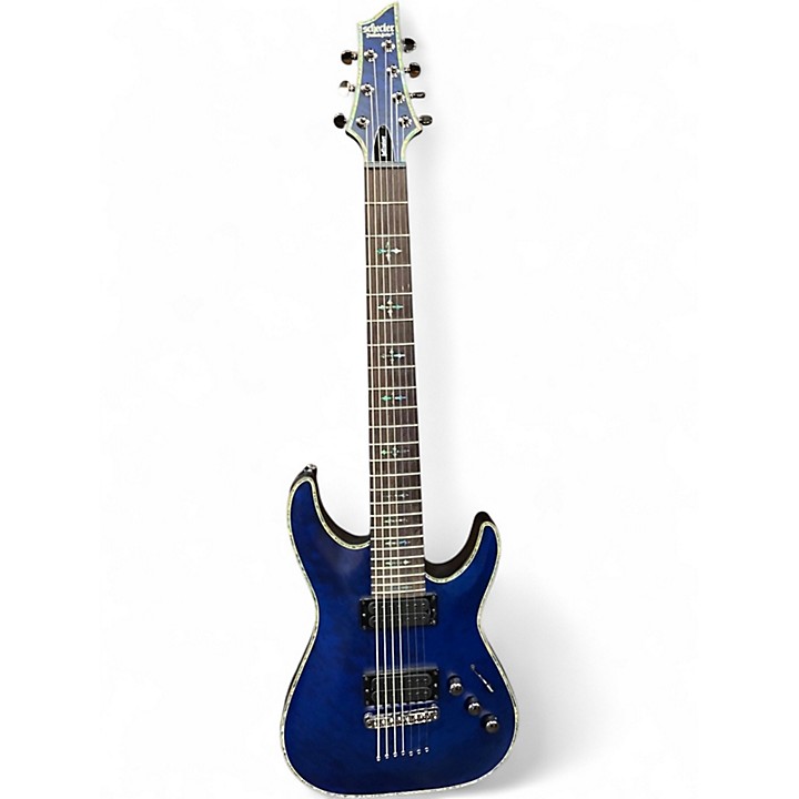 Used Schecter Guitar Research HELLRAISER C7 PASSIVE Blue Solid
