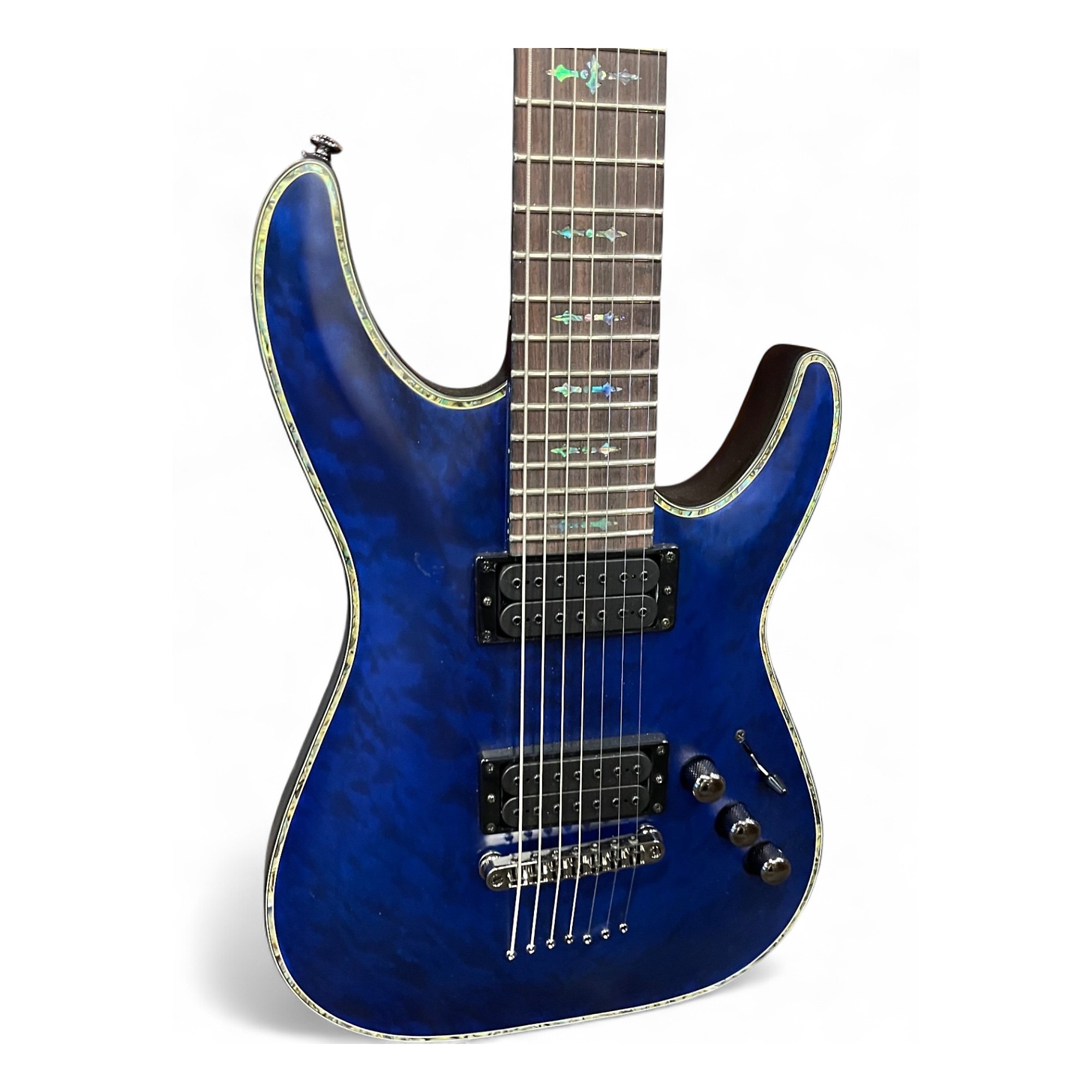 Used Schecter Guitar Research HELLRAISER C7 PASSIVE Blue Solid