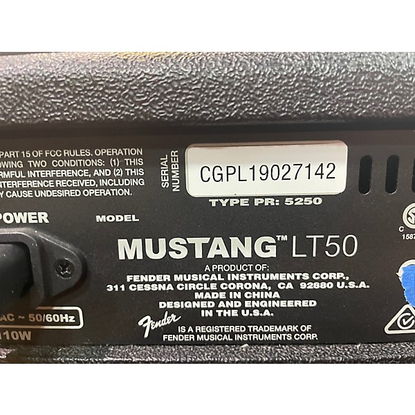 Used Fender Mustang LT50 50W 1x12 Guitar Combo Amp