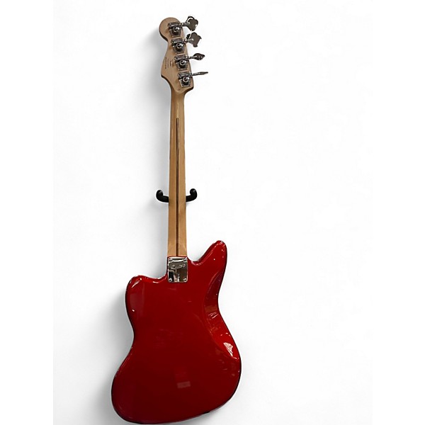 Used Squier JAGUAR BASS Candy Apple Red Electric Bass Guitar