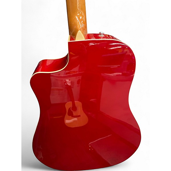 Used Fender Sonoran SCE Candy Apple Red Acoustic Electric Guitar