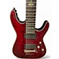 Used Schecter Guitar Research Damien Elite 7 Crimson Red Trans Solid Body Electric Guitar
