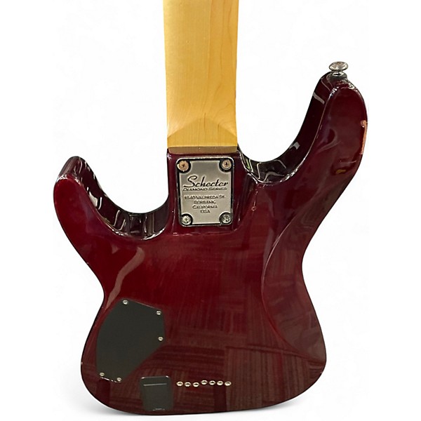 Used Schecter Guitar Research Damien Elite 7 Crimson Red Trans Solid Body Electric Guitar