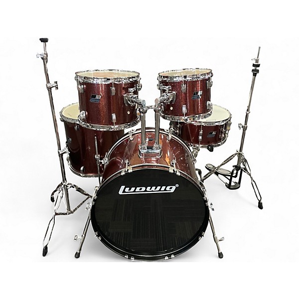 Used Ludwig 5 Piece 5 Piece Backbeat Wine Red Drum Kit