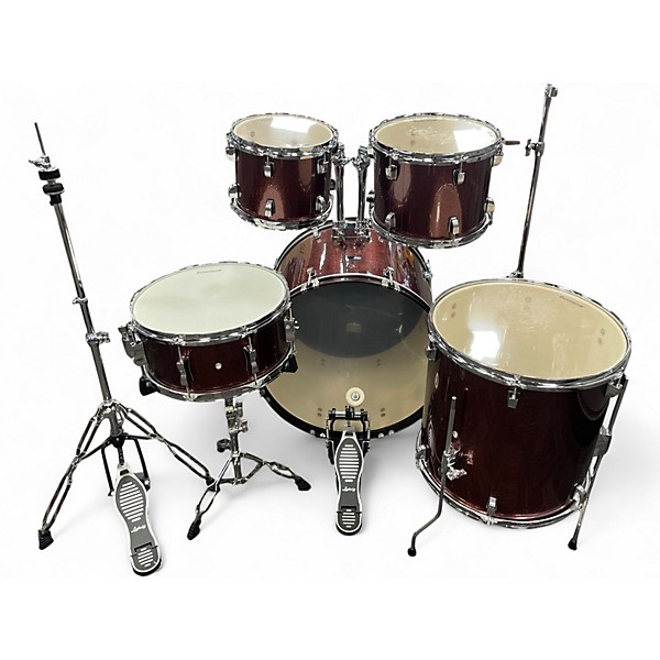 Used Ludwig 5 Piece 5 Piece Backbeat Wine Red Drum Kit
