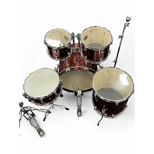 Used Ludwig 5 Piece 5 Piece Backbeat Wine Red Drum Kit