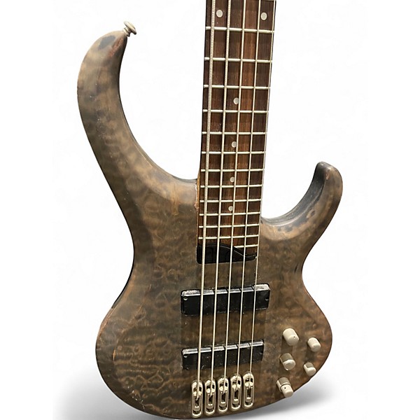 Used Ibanez BTB405eqm 5 String Trans Gray Electric Bass Guitar