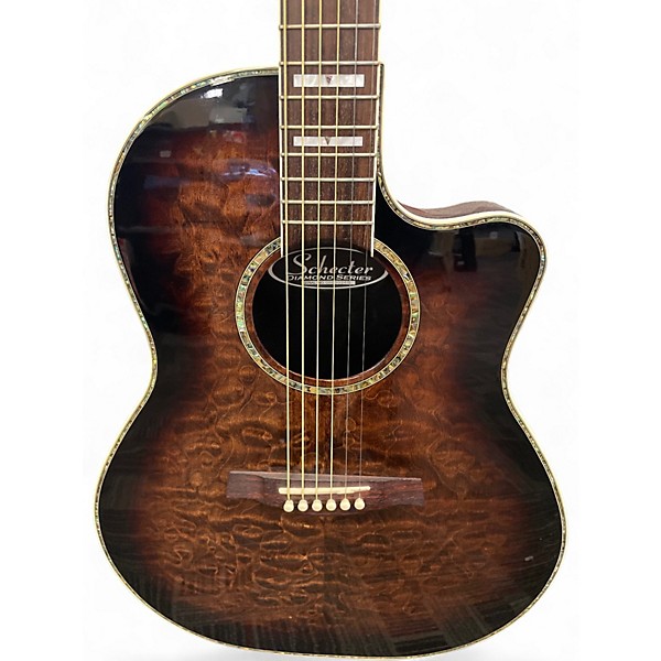 Used Schecter Guitar Research Diamond Series Acoustic Brown Acoustic Electric Guitar