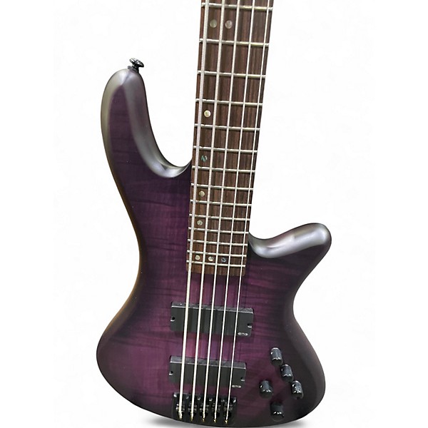 Used Schecter Guitar Research Stiletto Studio 5 String Purple Electric Bass Guitar