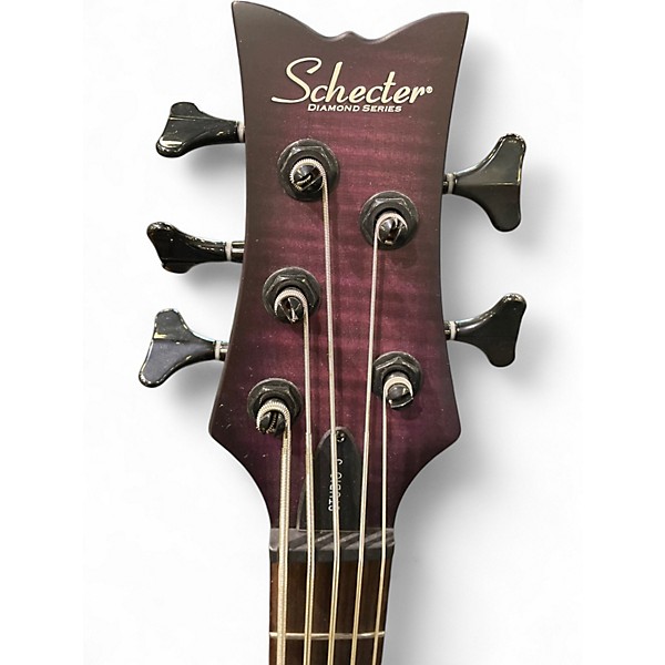 Used Schecter Guitar Research Stiletto Studio 5 String Purple Electric Bass Guitar