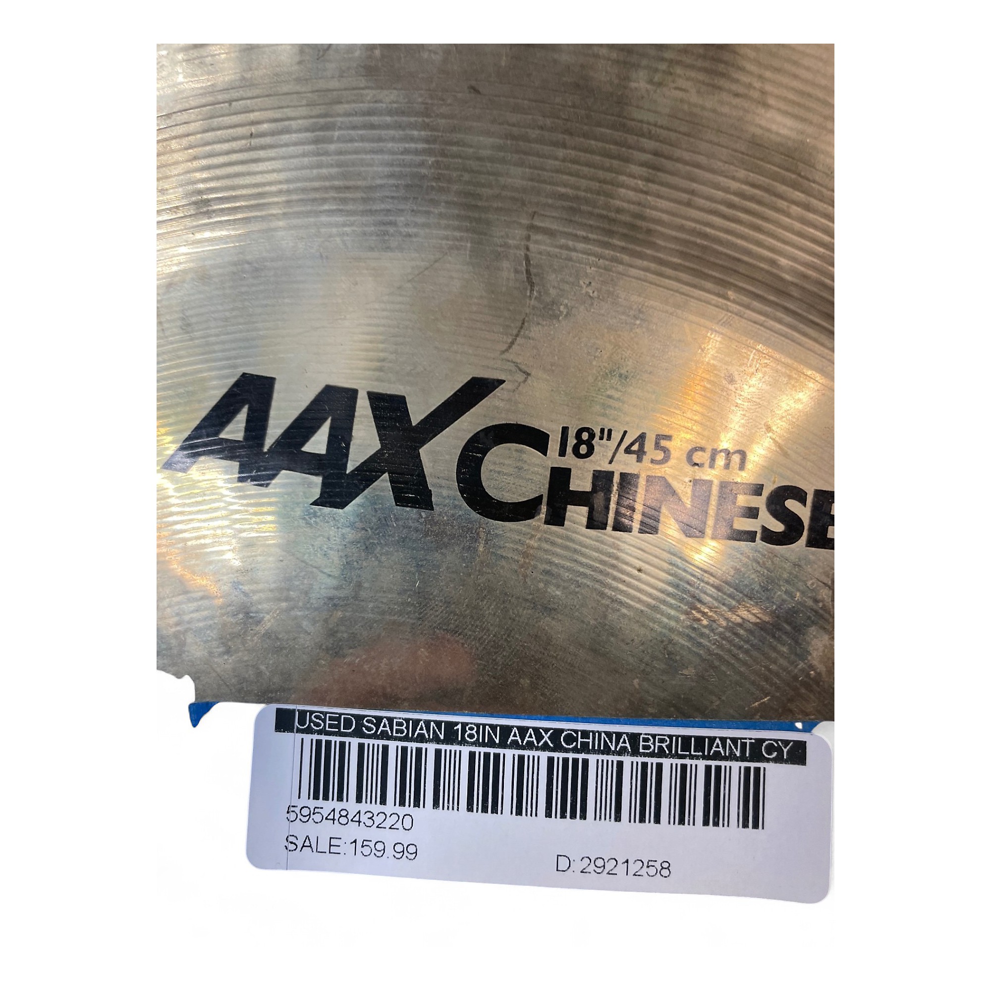 Used SABIAN 18in AAX China Brilliant Cymbal 38 | Guitar Center