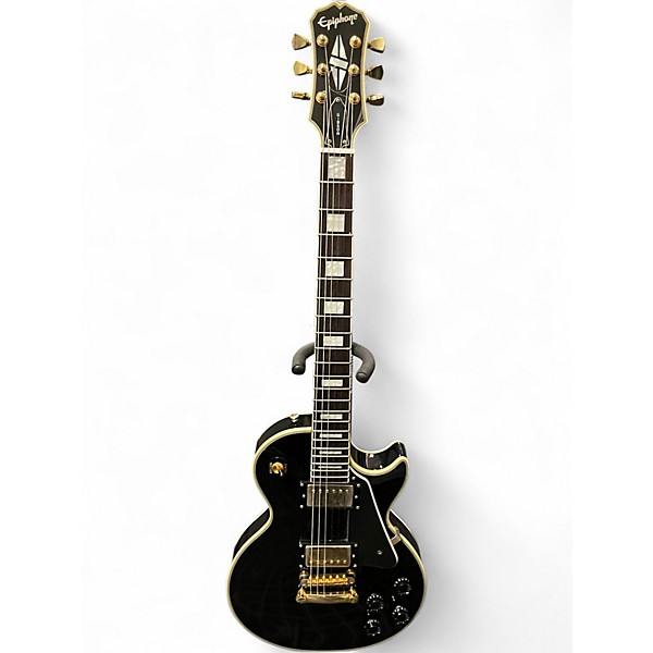Used Epiphone LP CUSTOM Black and White Solid Body Electric Guitar