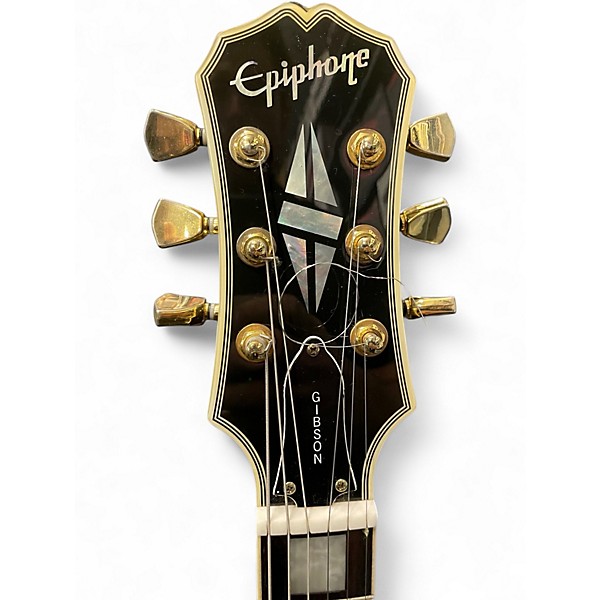 Used Epiphone LP CUSTOM Black and White Solid Body Electric Guitar
