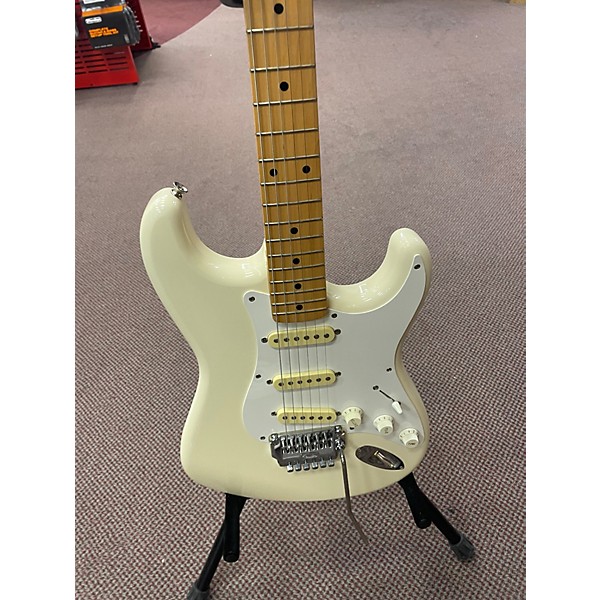 Vintage 1980s Squier Standard Stratocaster With S1 Olympic White Solid Body Electric Guitar