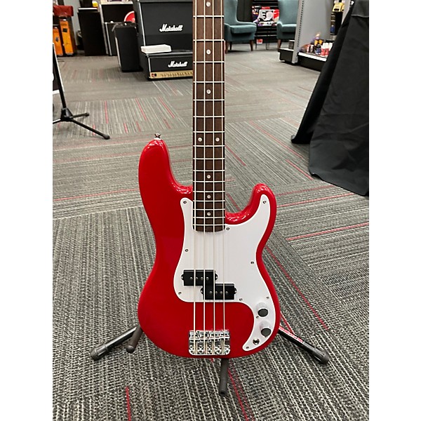 Used Squier Mini P Bass Dakota Red Electric Bass Guitar