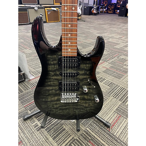 Used Ibanez GRX70QA Transparent Black Sunburst Solid Body Electric Guitar