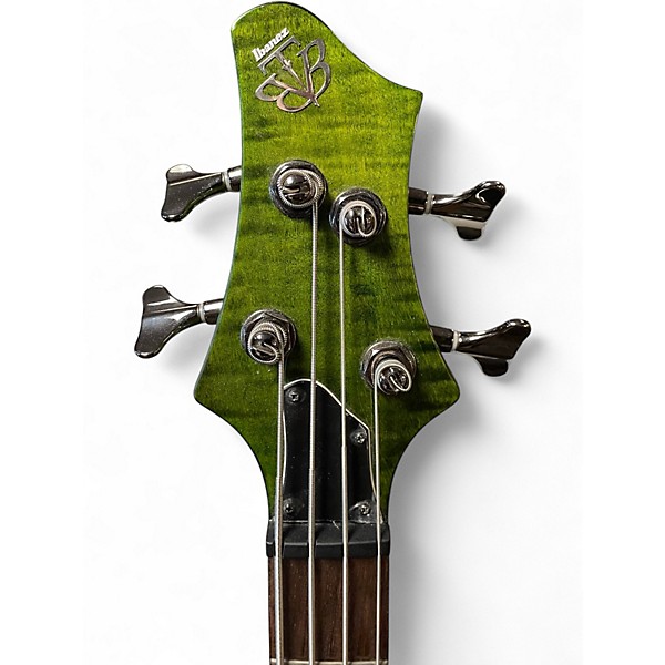 Used Ibanez BTB570FM Trans Green Electric Bass Guitar