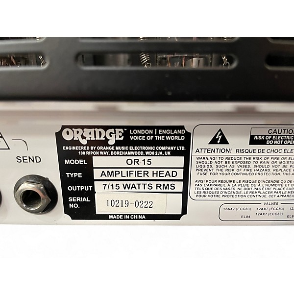Used Orange Amplifiers OR15H 15W Tube Guitar Amp Head