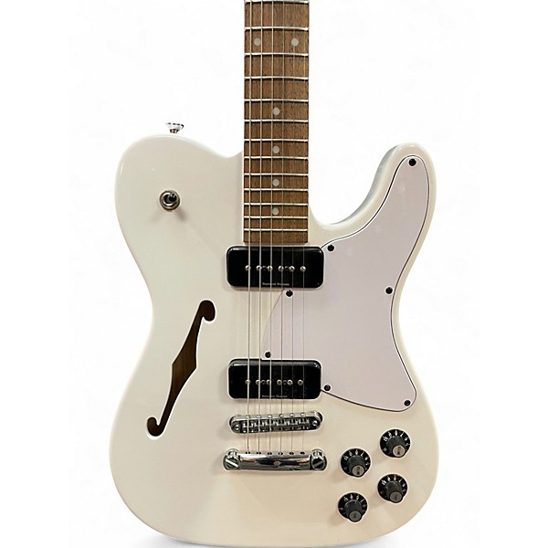 Used Fender JA90 Jim Adkins Thinline Telecaster Arctic White Hollow Body Electric Guitar