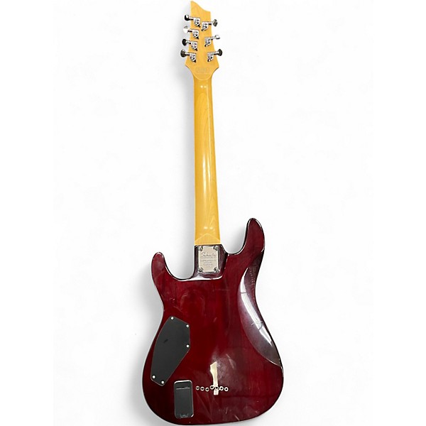 Used Schecter Guitar Research Damien Elite 7 Red Burst Solid Body Electric Guitar