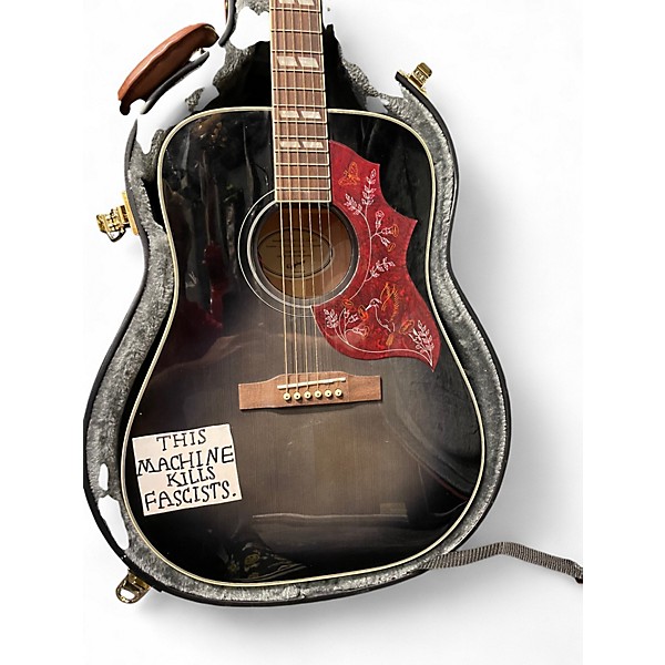 Used Epiphone Hummingbird Studio Black and Silver Acoustic Electric Guitar