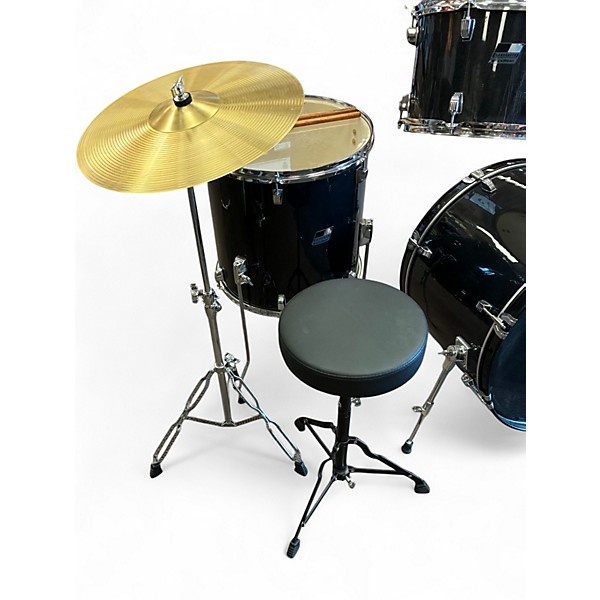 Used Ludwig 5 Piece BackBeat 5-Piece Drum Set With Hardware and Cymbals Black SPARKLE Drum Kit