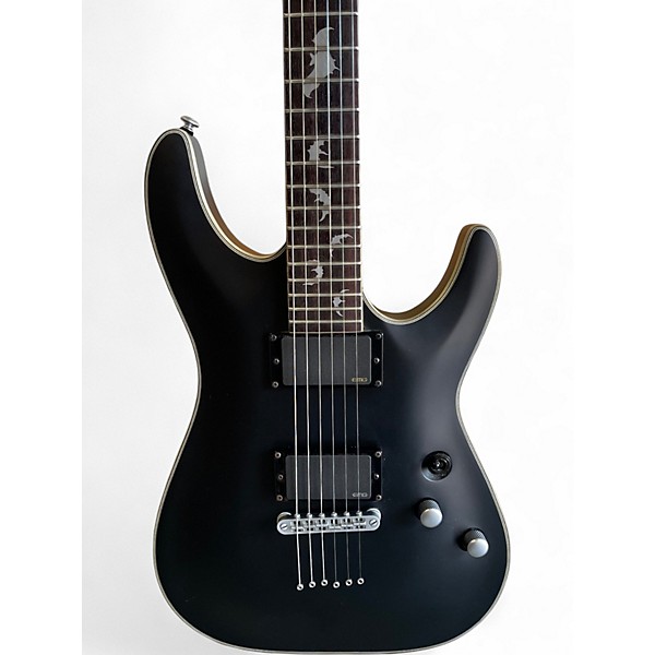 Used Schecter Guitar Research Damien Platinum 6 Black Solid Body Electric Guitar