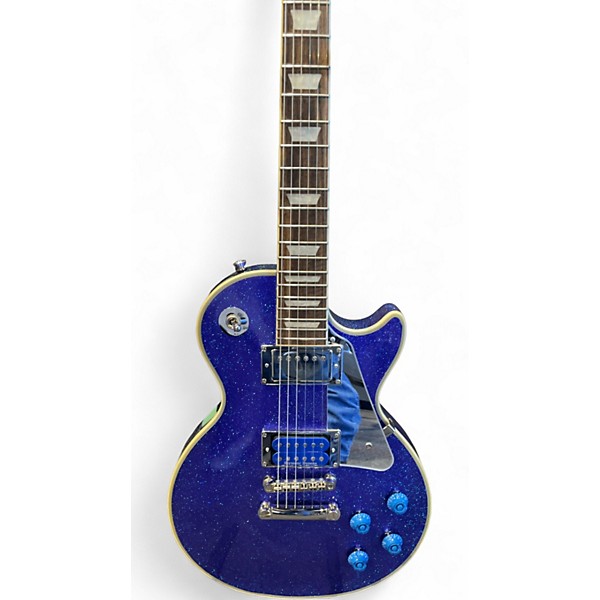 Used 2020 Epiphone Tommy Thayer Les Paul Standard Electric Blue Silver Sparkle Solid Body Electric Guitar
