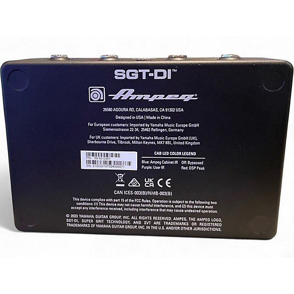 Used Ampeg SGT-DI Bass Effect Pedal