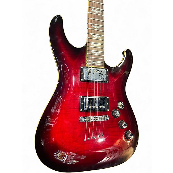 Used Schecter Guitar Research C-1 Plus Crimson Red Burst Solid Body Electric Guitar