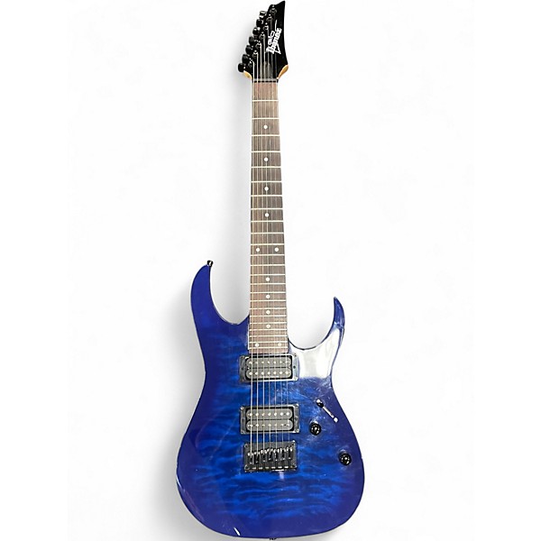 Used Ibanez Gio 7-String Trans Blue Solid Body Electric Guitar