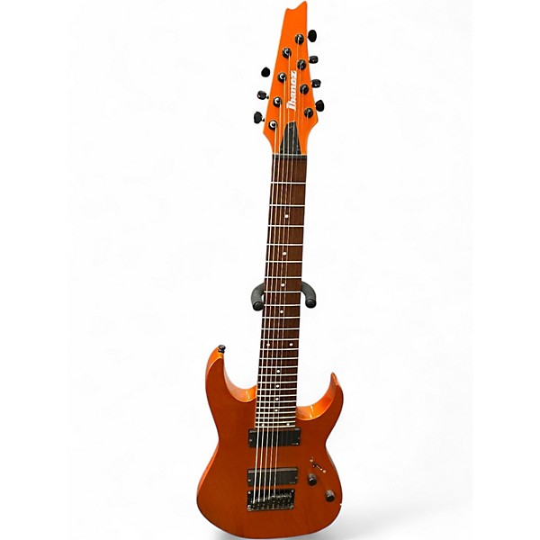 Used Ibanez RG8 8 String Metallic Orange Solid Body Electric Guitar