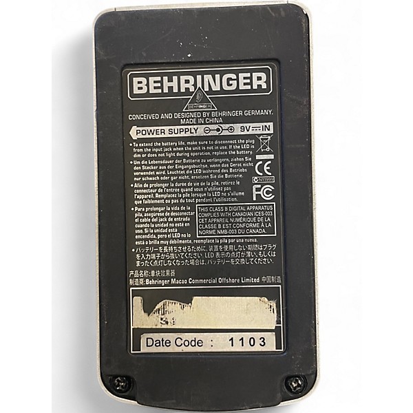 Used Behringer DR600 Digital Stereo Reverb Effect Pedal