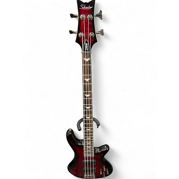 Used Schecter Guitar Research Diamond Passive Custom Active Crimson Red Trans Electric Bass Guitar