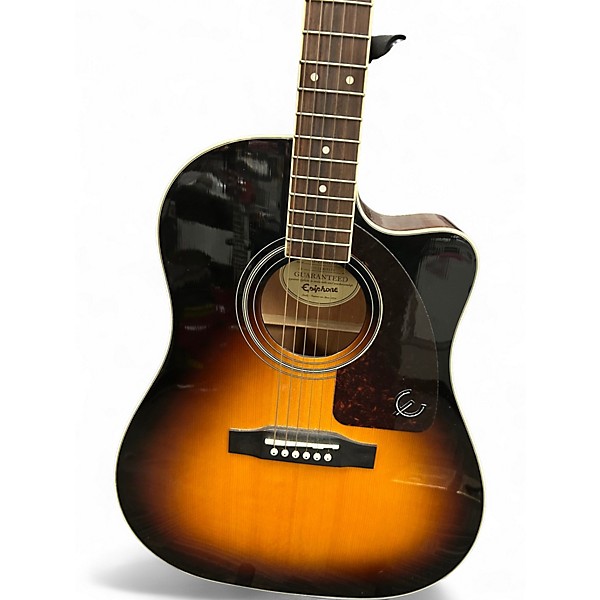 Used Epiphone AJ220SCE Brown Sunburst Acoustic Electric Guitar