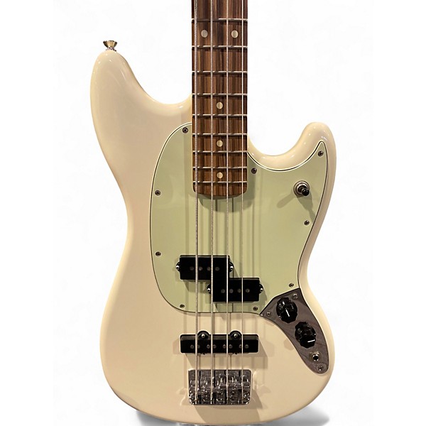 Used Fender Player Mustang Bass PJ Olympic White Electric Bass Guitar