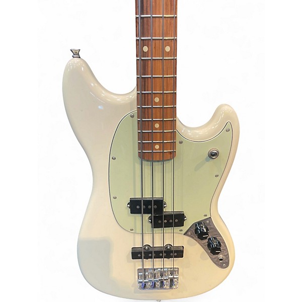 Used Fender Mustang Bass Olympic White Electric Bass Guitar